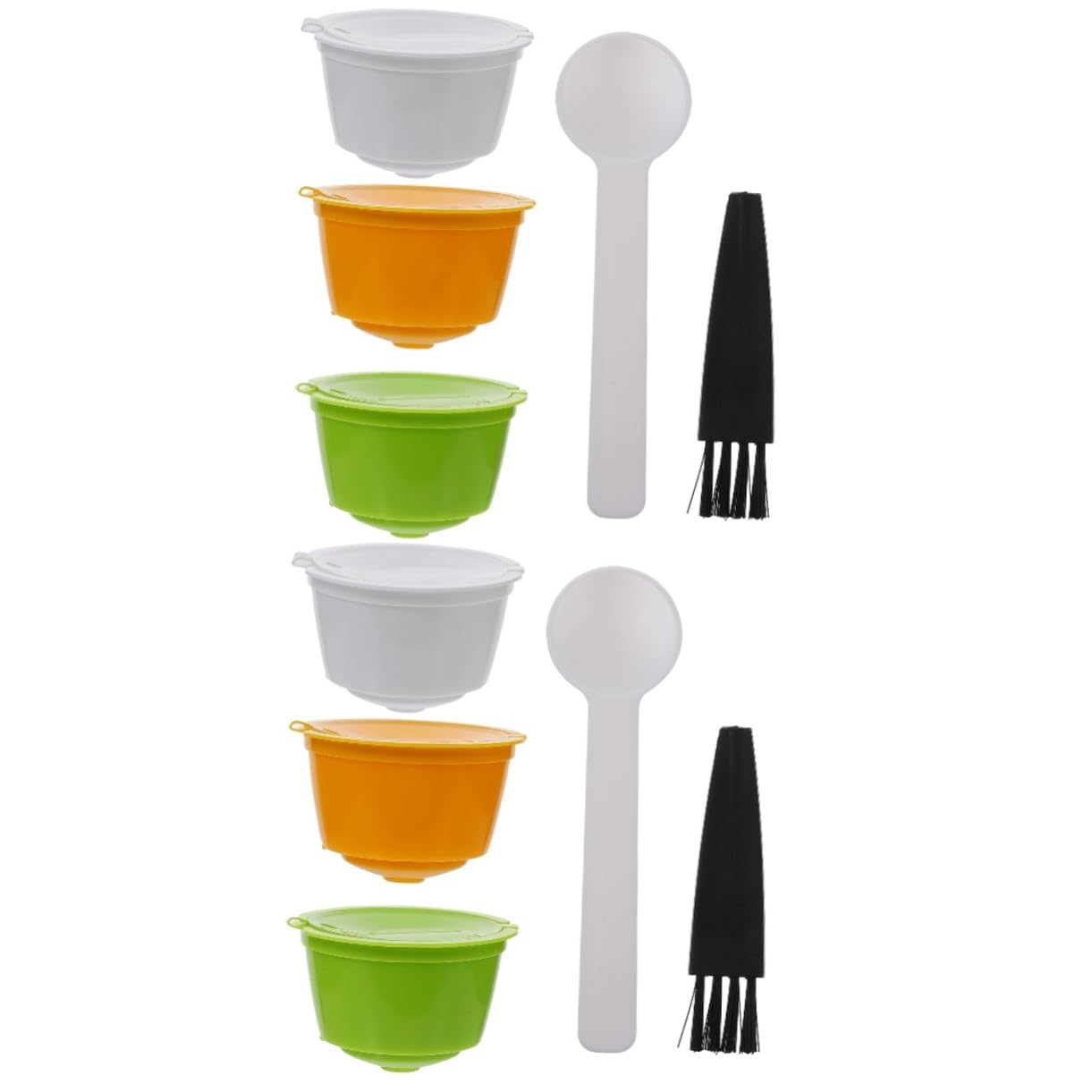 Housoutil 2sets Reusable Coffee Filter Capsules Cup Refillable Strainer for Stainless Steel 3pcs*2