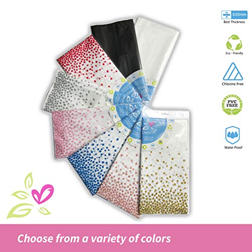 Decostyle 6 Pack Plastic Tablecloth For Parties, Party Table Cloths Disposable, Stylish Design, Pink Dots Decorations, White, Waterproof, Rectangular Table Cover, 54 Inch X 108 Inch #TOP1