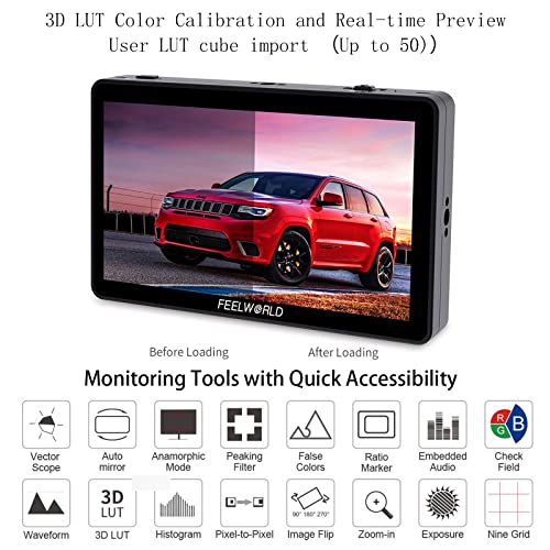 FEELWORLD F6 Plus V2 6 polegadas 3D LUT tela sensível ao toque DSLR câmera monitor de campo vídeo IPS assistência de pico de foco de vídeo FHD1920 x 1080 suporta saída de entrada HDMI - Imagem 3