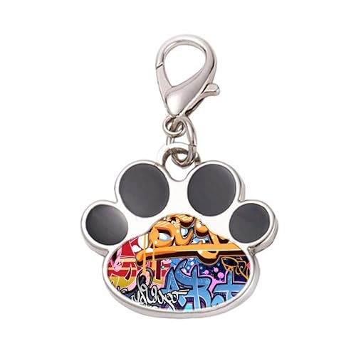 DIYthinker?Colorful l Painting Pattern Graffiti Street Pet Tag Keychain Dog Cat ID