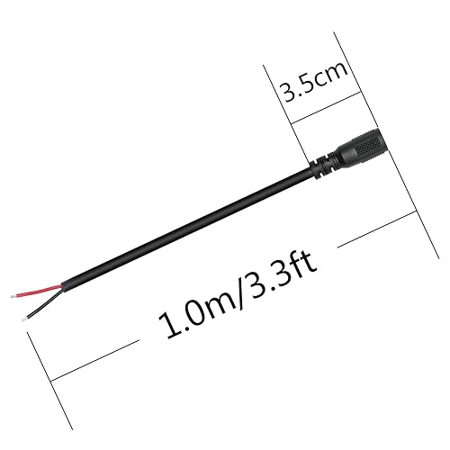 Miniatura 14 de Cable de alimentación de 12 V CC, 1.6 ft/1.65 pies de CC de 0.217 in x 0.083 in, enchufe macho a cable desnudo, cable de alimentación de extremo