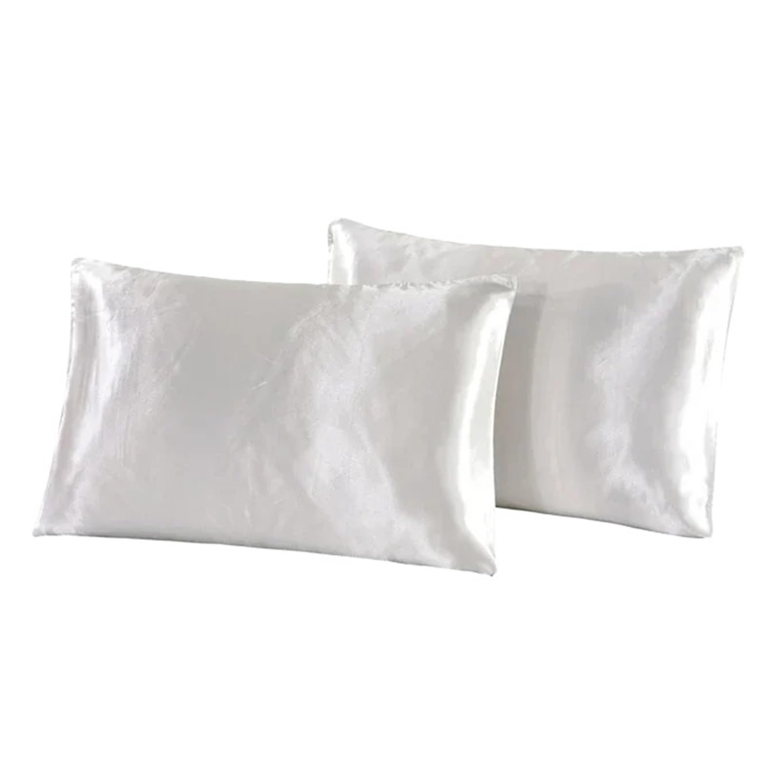 Silky Pillow Covers, Queen Satin Silk Pillowcase Multicolor 20x30 Inches(White)