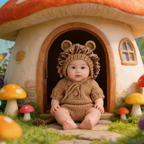 Traje de león para sesión de fotos de bebés en estudio fotográfico o casa 5
