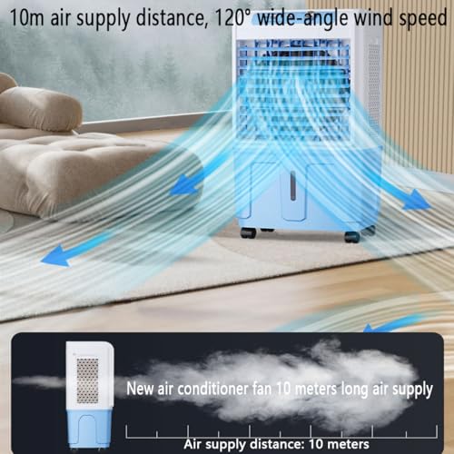 Enfriador evaporativo portátil con bolsa de hielo, ventilador de aire acondicionado de 3 velocidades, funcionamiento silencioso, tanque de agua grande, ideal para uso doméstico y de oficina