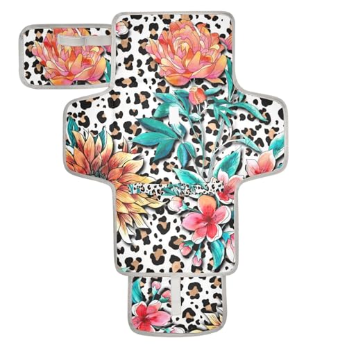 Image of Watercolor Tropical Flowers Portable Diaper Changing Pad, Portable Changing Pad for Newborn Girl & Boy - Baby Changing Pad Lightweight Waterproof Travel Changing Kit