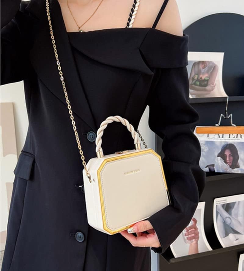 PU Leather Small Square Box Clutch Top Handle Crossbody Shoulder Purse Party Evening Bag for Women | PU Leather, Small, Square, Top Handle, Party - Image 2