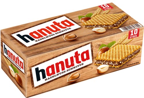 2X FERRERO HANUTA HASELNUSS-SCHNITTE (NOCCIOLA) LIMITED EDITION 220 gr - Wafer ripieni al Cioccolato e Nocciole Sbriciolate - Scatola da 10 pezzi