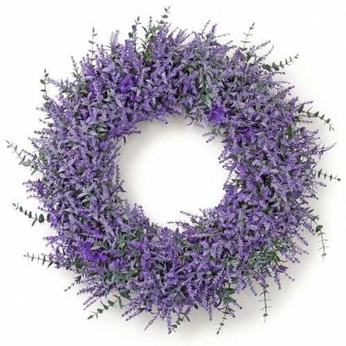 TOCHGREEN 23 Inch Lavender Wreath for Front Door...