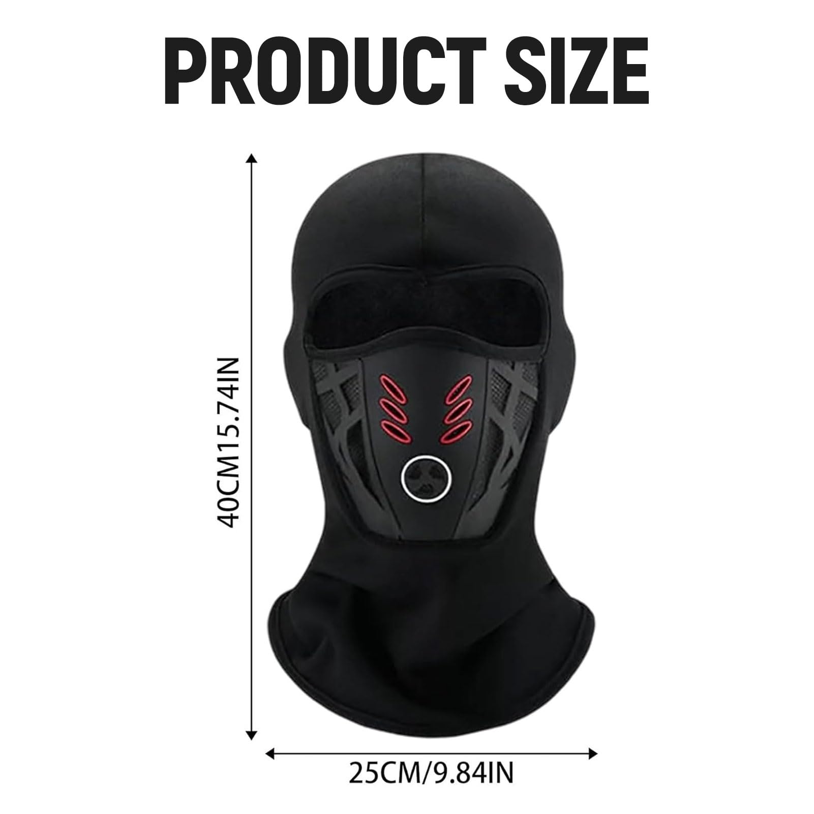 Men's Winter Rider Warm and Anti Haze Face Mask, Windproof and Warm Full Face Mask, 3D Design Breathable Black — view 7