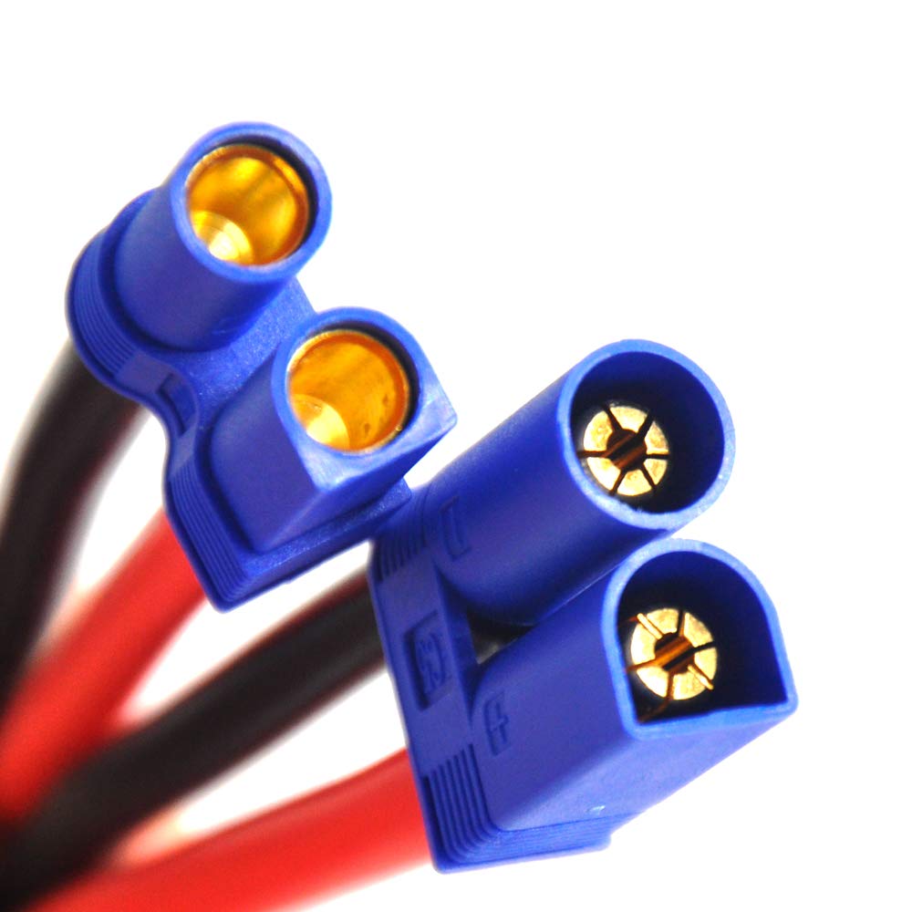5 Paar EC3 Stecker Adapterkabel – 14AWG Silikondraht, 15 Cm, Für RC Lipo Akkus, Autos & Drohnen