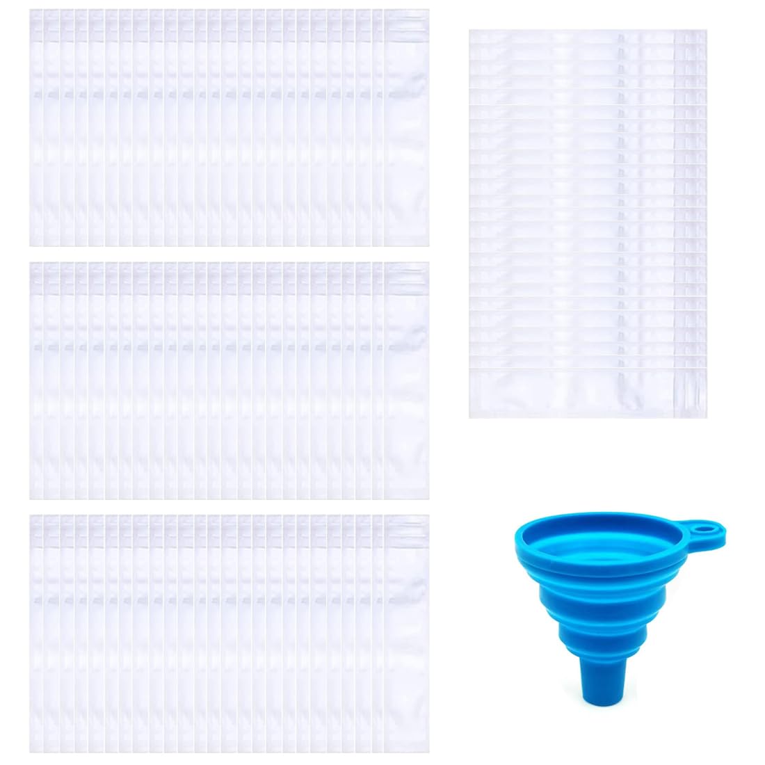 100 Stück BPA-frei Popsicle Taschen, Popsicle Formen Beutel, Eis Pop Beutel mit einem Trichter für Joghurt, Eisbonbons, Eiscreme, Gastgeschenke (5 x 22 cm)