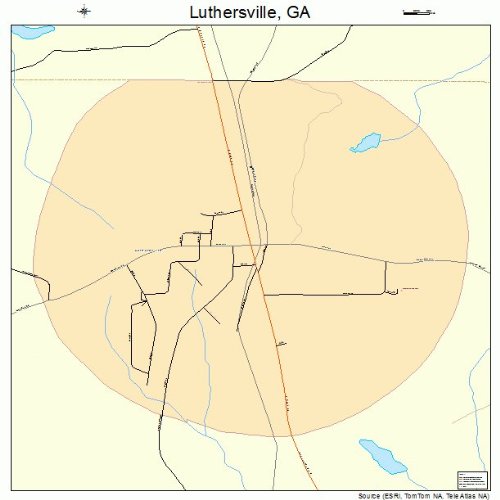 Large Street & Road Map of Luthersville, GA Printed poster size wall atlas of your