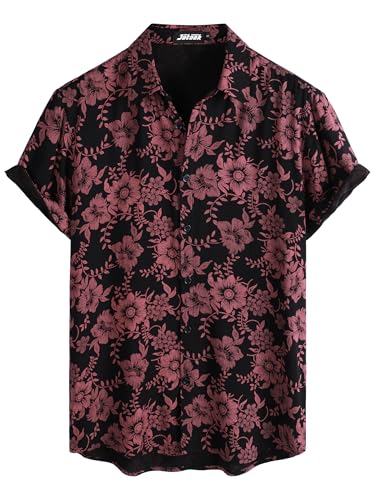 Mens Hawaiian Shirts Short Sleeve Casual Button Down Summer Shirts Floral Beach Vacation Tropical Shirts