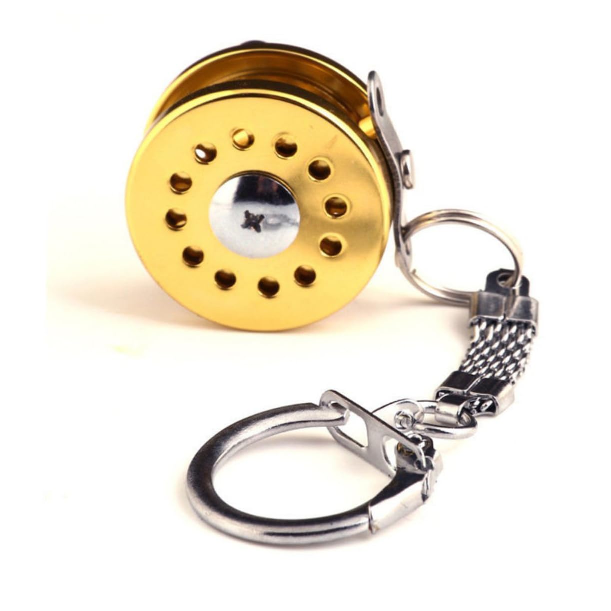 BESTYASH Miniature Fishing Reel Key Chain Keyring with Real Moving Parts Fun present for Fishing Enthusiasts for Keyring Collectors and Outdoor Lovers