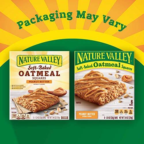 Nature Valley Soft-Baked Oatmeal Squares, Peanut Butter, 6 ct, 7.44 oz (Pack of 8)