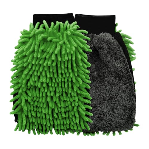 OFFCURVE Guante Lavado Microfibra, Multifuncional Limpieza de Coche 1 Pieza Verde
