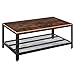 HOMCOM Mesa de Centro Mesa Auxiliar Multifuncional Estilo Industrial Retro con Estante de Rejilla y Patas Ajustables para Oficina Salón Dormitorio 106x60x45 cm Marrón y Negro