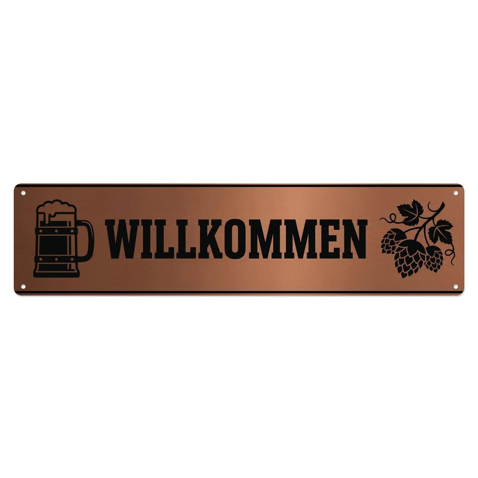 Copper Industrial Brewery Taproom Welcome Metal Tin Sign Plaque Wall Decor for Cafe, Club Bar, Office, Home Garden Metal Poster 4x16Inch