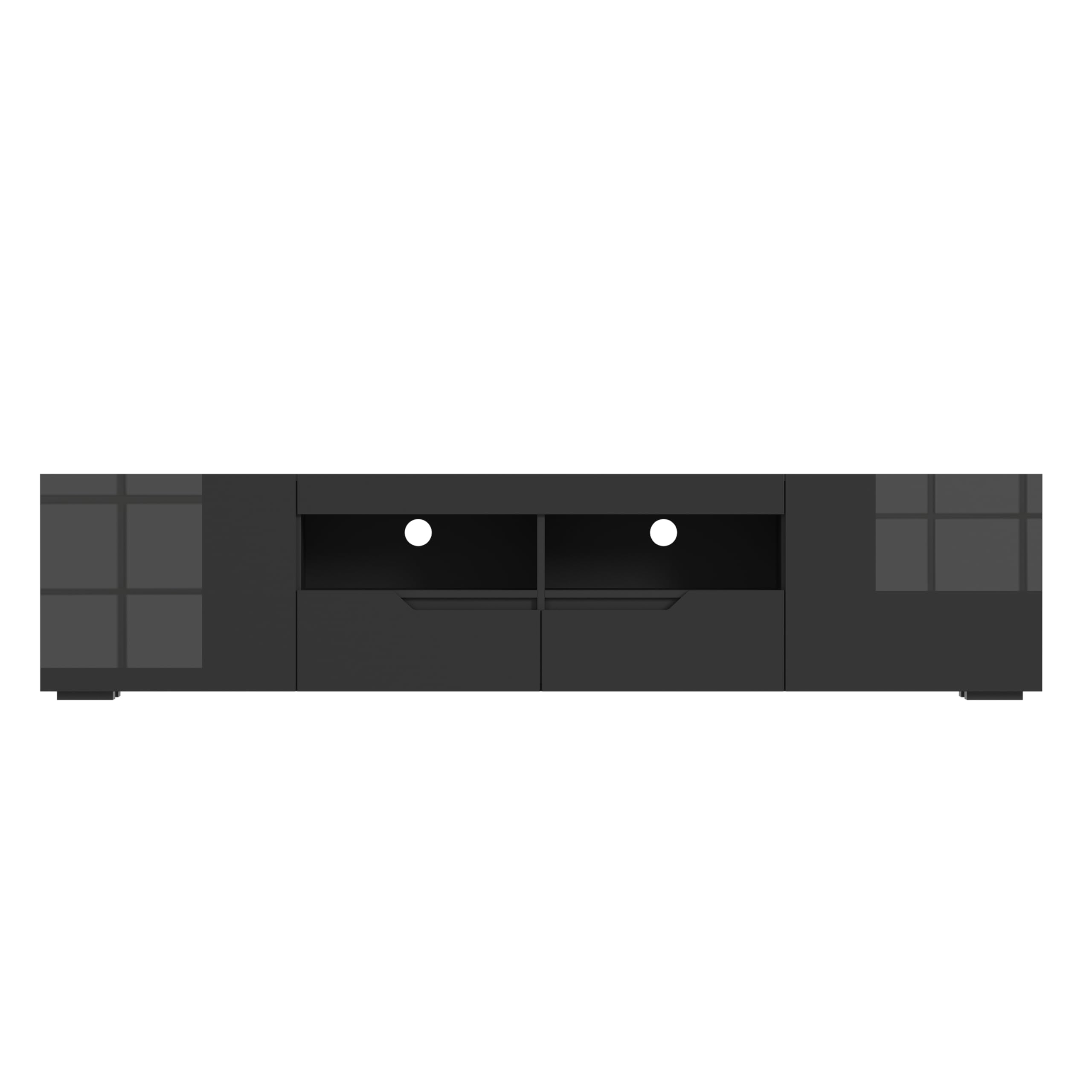 LSLIFE 200zm TV-Schrank mit Stauraum Weiß/Schwarz Hochglanz TV-Möbel mit LED-Leuchten Modernes Entertainment-Möbel für Wohnzimmer Schlafzimmer für bis zu 75-Zoll-Fernseher (schwarz)