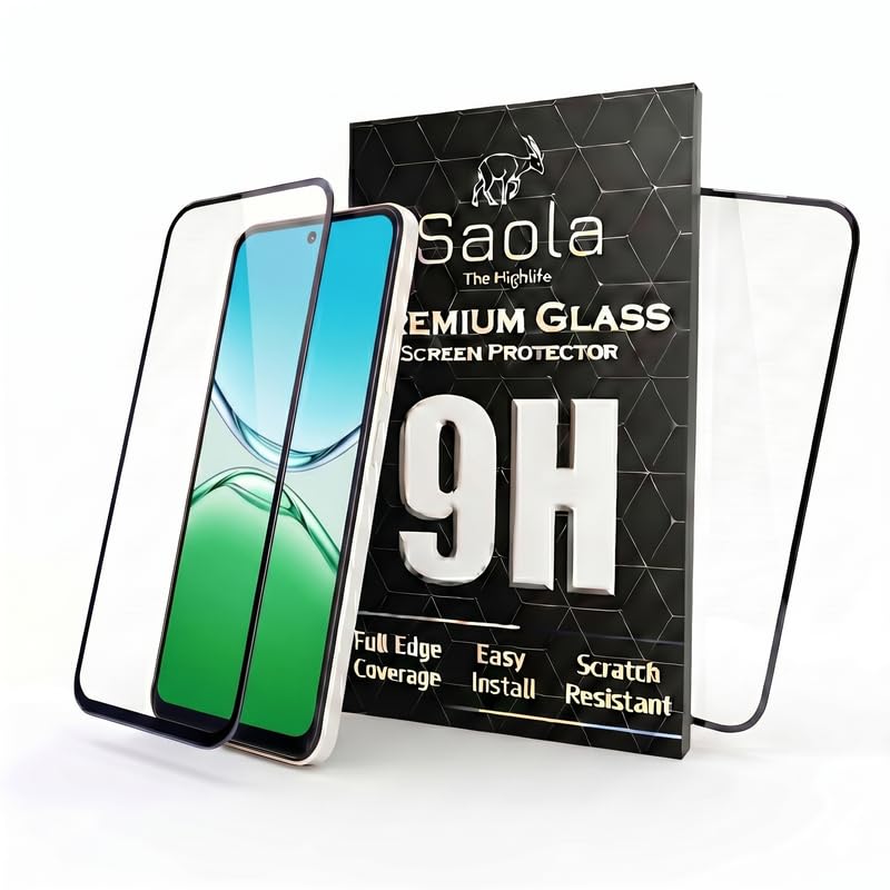 Image of Saola HD Clear Tempered Glass for OPPO A5 5G | High Strength 9H Protection, Smooth Touch, Full Coverage Screen Guard, 2-Step Installation Kit | Quick & Easy Application (Pack of 2)