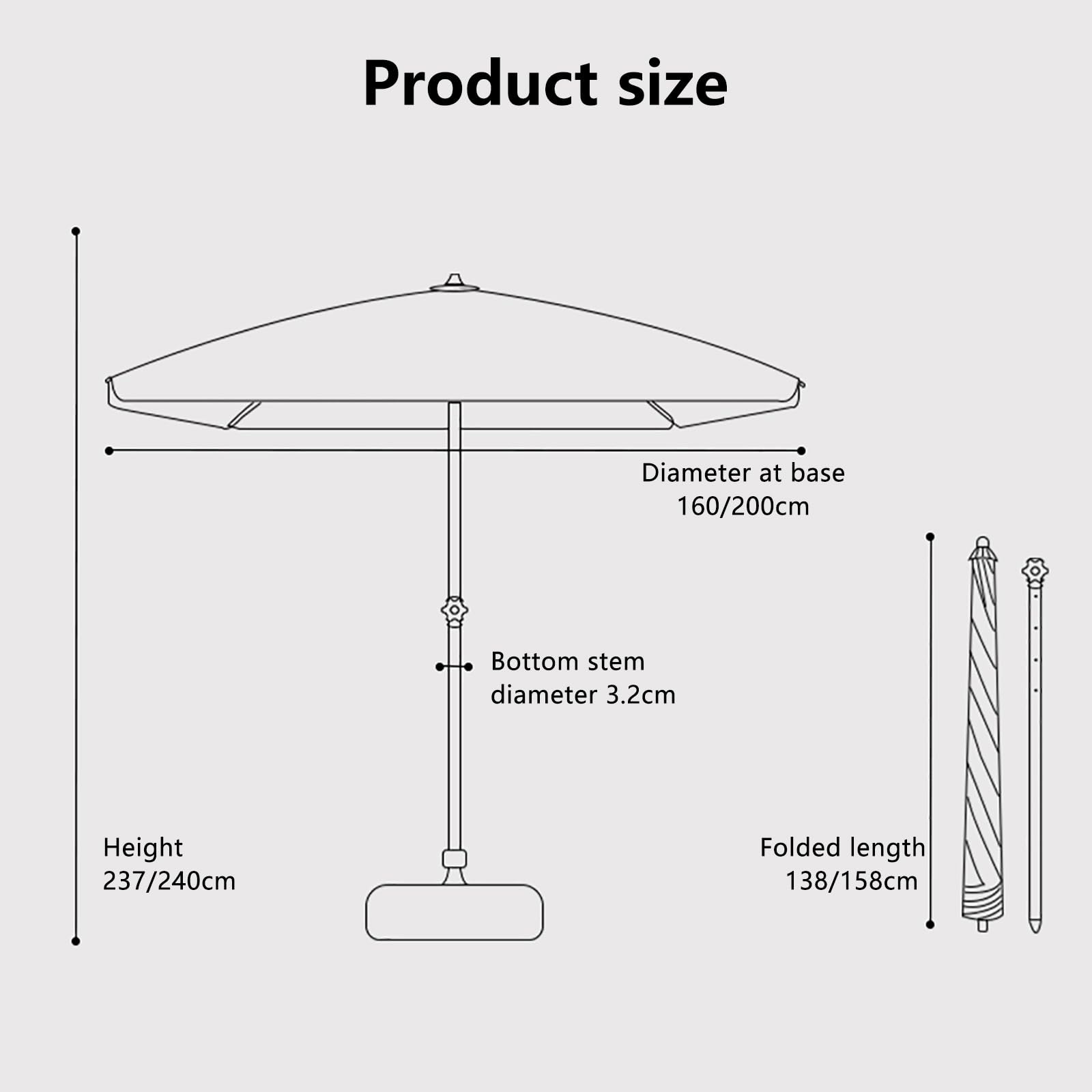 DużY Parasol Ogrodowy Z Podstawą I OsłOną PrzeciwsłOneczną, ProstokąTny, Wiatroodporny, Przeciwdeszczowy, Uv, Do Ogrodu, Basenu, Na Taras, Trawnik(Zielony,200cm(78.7in))