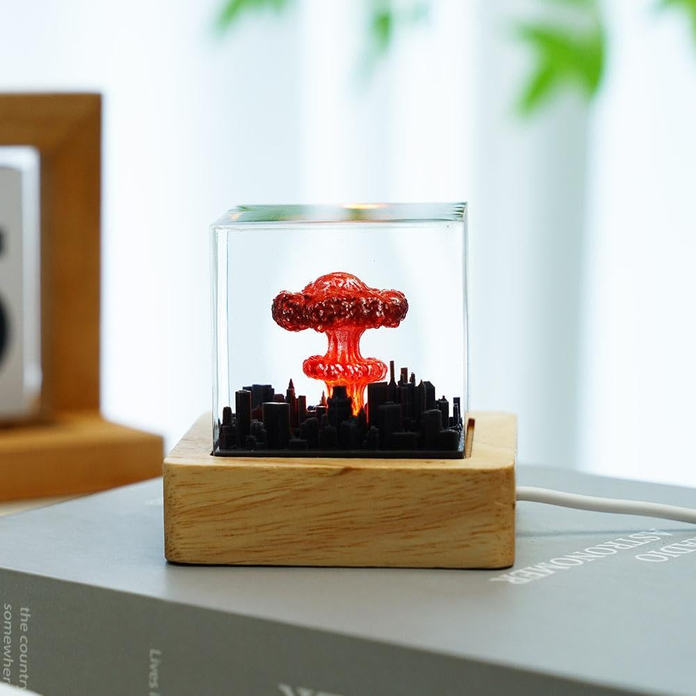 Lampe De Table Champignon Atomique LED Rechargeable - Capteur Tactile, Changement De Couleurs, Décoration Geek Moderne