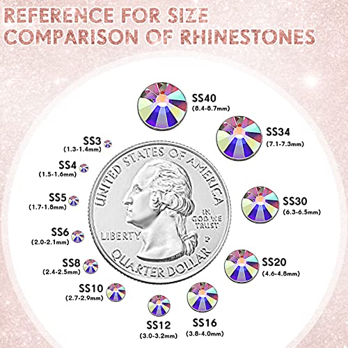 Image of 22000 Pcs Hotfix Rhinestone Bulk Crystal Iron on Flat Back Nail Gems Hot Fix Round Glass Rhinestones for Bedazzling DIY Crafts Clothes Shoes Supplies Decoration 2.7-2.9mm(SS10, Crystal AB)