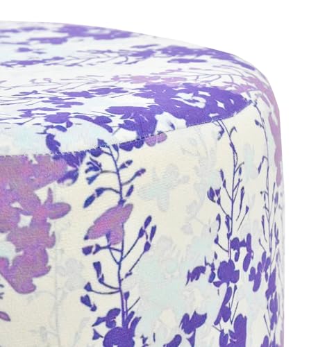 Image of NACIA Space-Saving Ottoman Pouffe Stool - Multi-Purpose Design for Seating & Footrest - Elegant Upholstery & Durable Frame - Ideal for Living Room, Bedroom, or Office, 18 inch White Leaf