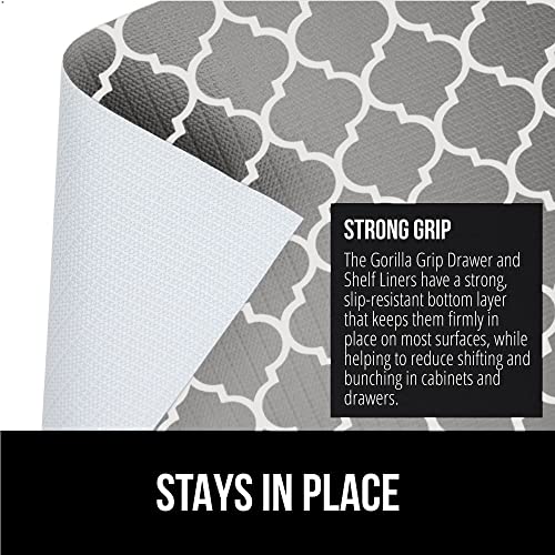 Gorilla Grip Slip Resistant Drawer And Shelf Liner 2 Pack, Non Adhesive Water Resistant, Easy Clean And Trim, Smooth Surface Liners For Kitchen Cabinet Shelves Drawers Pantry 12 In X 20 Ft, White Gray #TOP2