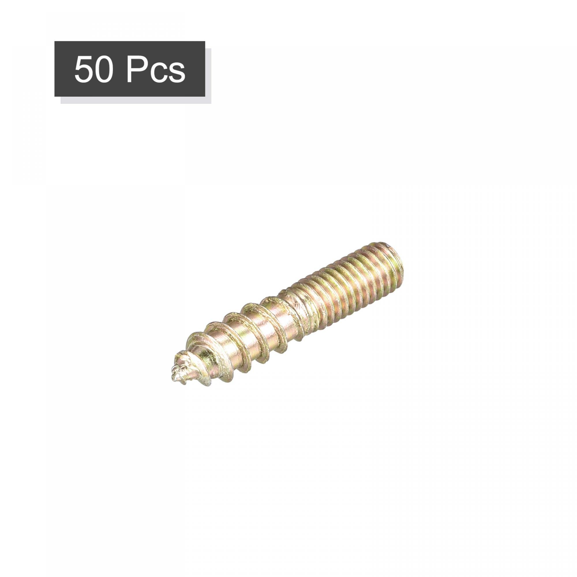 sourcing map M5x25mm Vis Double Filetage Boulon 50pcs Double Extrémité Cheville pour Bois Meuble