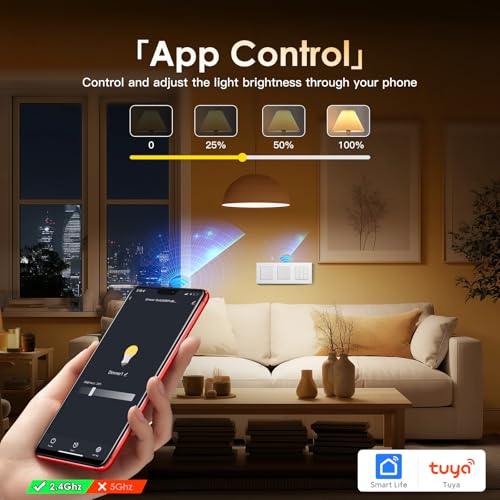 BSEED Doppel Smart Lichtschalter mit WIFI Dimmer Schalter, LED Dimmschalter Unterputz, Kompatibel mit Alexa&Google Home, PC Rahmen,Smarte Zeitpl&auml;ne,1 Fach 1 Weg,Wei&szlig;(Neutralleiter Erforderlich)