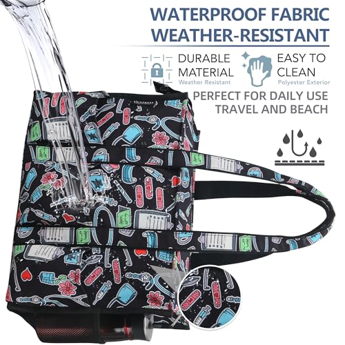 Image of Nurse Bags for Work Nursing Bag Multiple Pockets Waterproof Organizing Zip Top Clinical Bag for Nursing Students Home Health