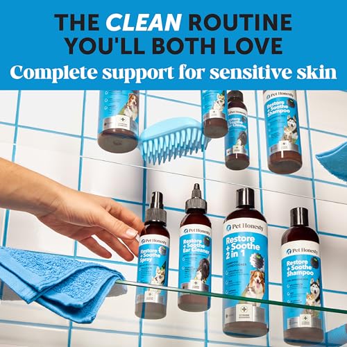 Image of Restore + Soothe Ear Cleaner for Dogs & Cats - Gentle Dog Ear Cleaning Solution with Aloe Vera - Soothes Itching Ears, Irritation, + Aches, Supports Ear Health - Vet Recommended Pet Ear Cleaner - 4oz