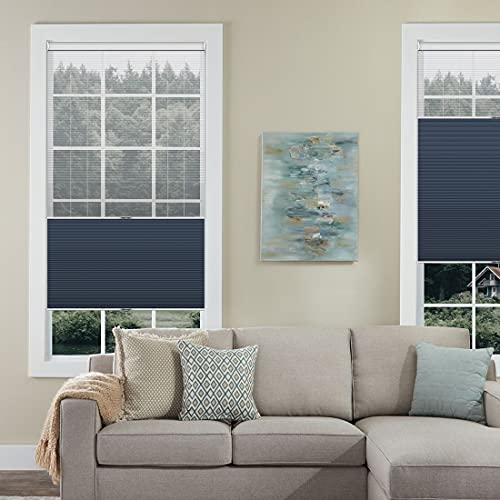 Keego Cellular Shades Cordless Blackout Honeycomb Blinds, Custom Day/Night Window Blinds, [38" W x 72" H, Navy] Sheer Honeycomb Blinds for Windows Doors, 2 Shades in 1 Cellular Blinds