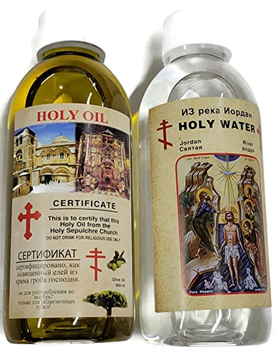 Set of Two Jordan River Holy Water Holy 200ml and Sepulcher Orthodox Greek Church Holy Oil 200ml
