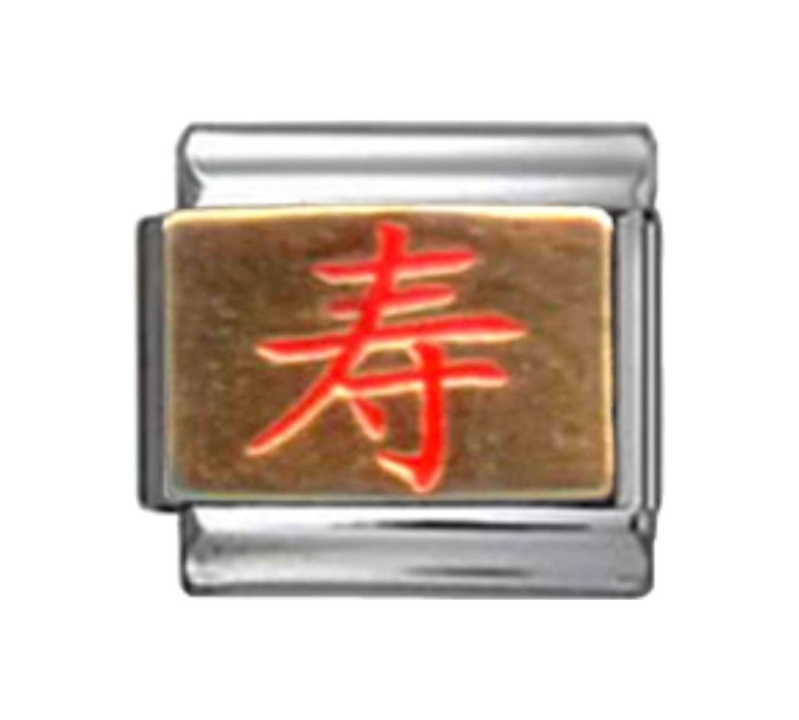 Stylysh Charms LONG LIFE Chinese Symbol Good Luck Enamel Italian Charm Link – 9mm Stainless Steel - View #7