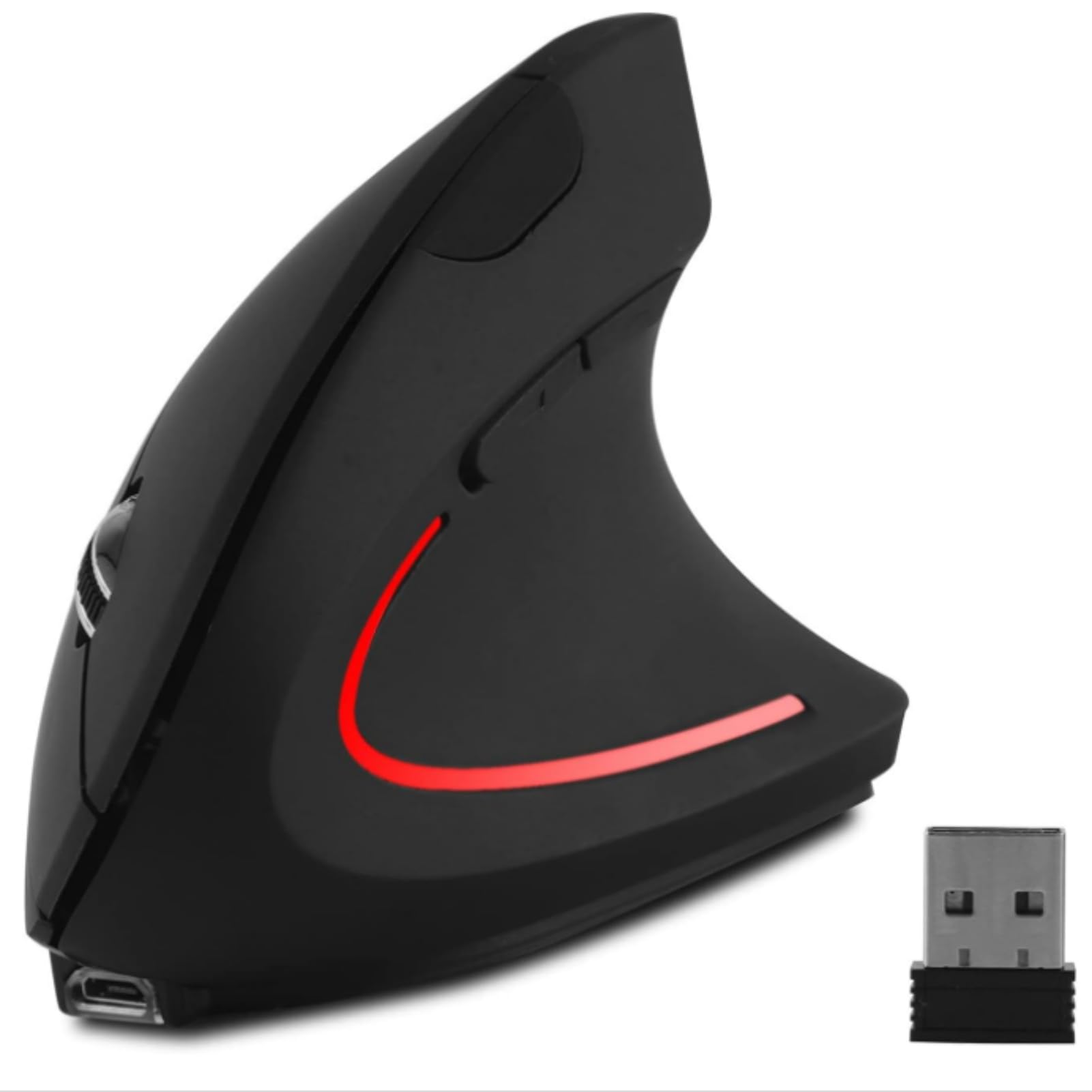 FLY WAY - Ratón inalámbrico vertical ergonómico, recargable de 2,4 GHz, 800/1200/1600 DPI, 6 botones, para portátil, PC, computadora, computadora de escritorio, portátil