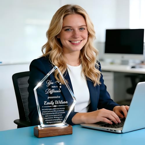 Image of Custom Crystal Award Trophy, Personalized Trophy with Company Logo & Text