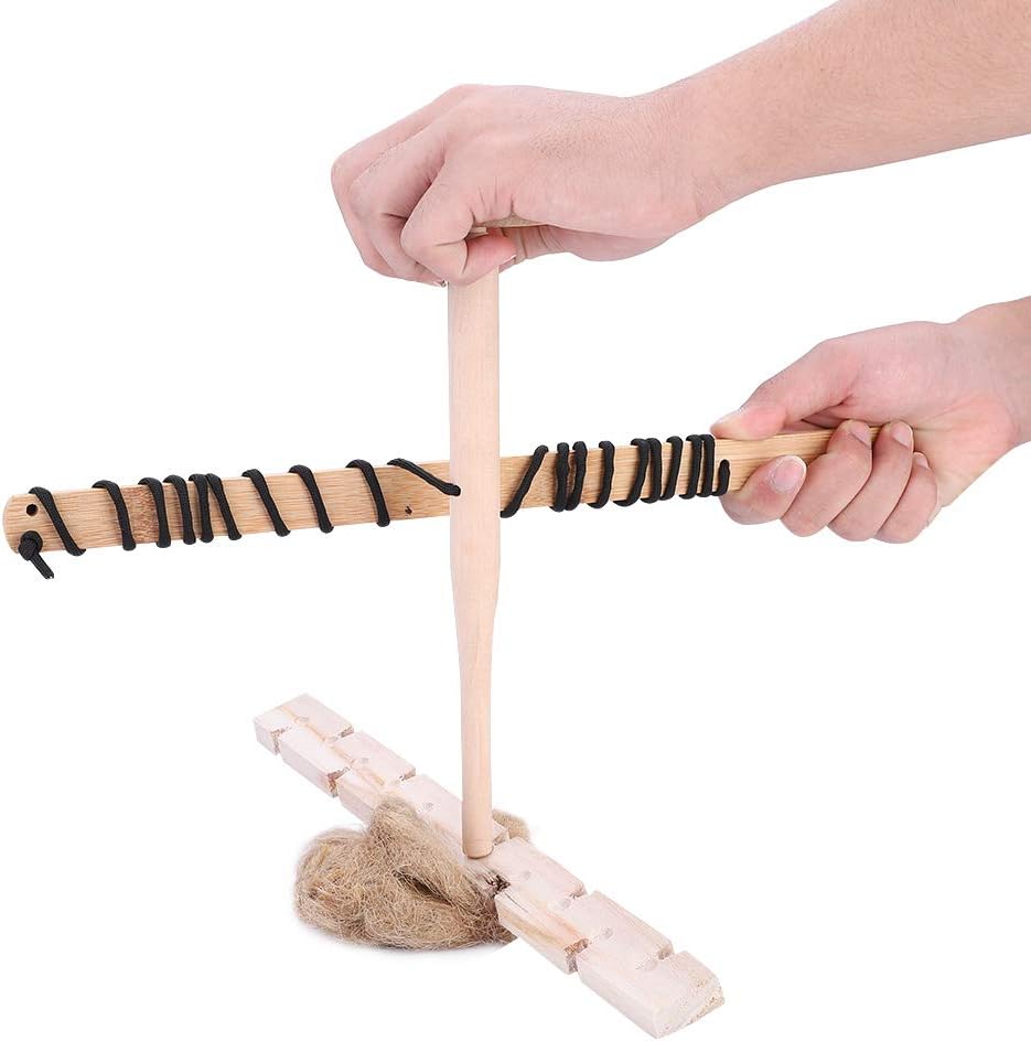 HERCHR Bow Drill Fire Starter Kit, Wood Drilling Fire