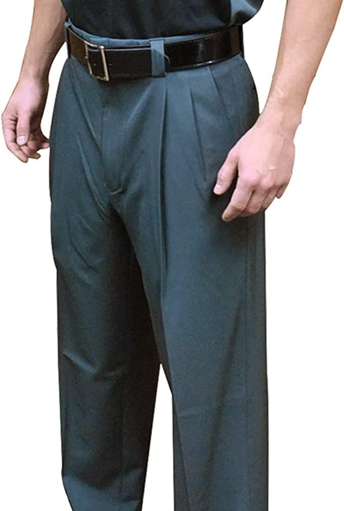 Smitty | BBS-396 | 4-Way Stretch Baseball Umpire Pleated Plate Pants with Expander Waistband | Charcoal Grey | Elite Official's Choice! (50)