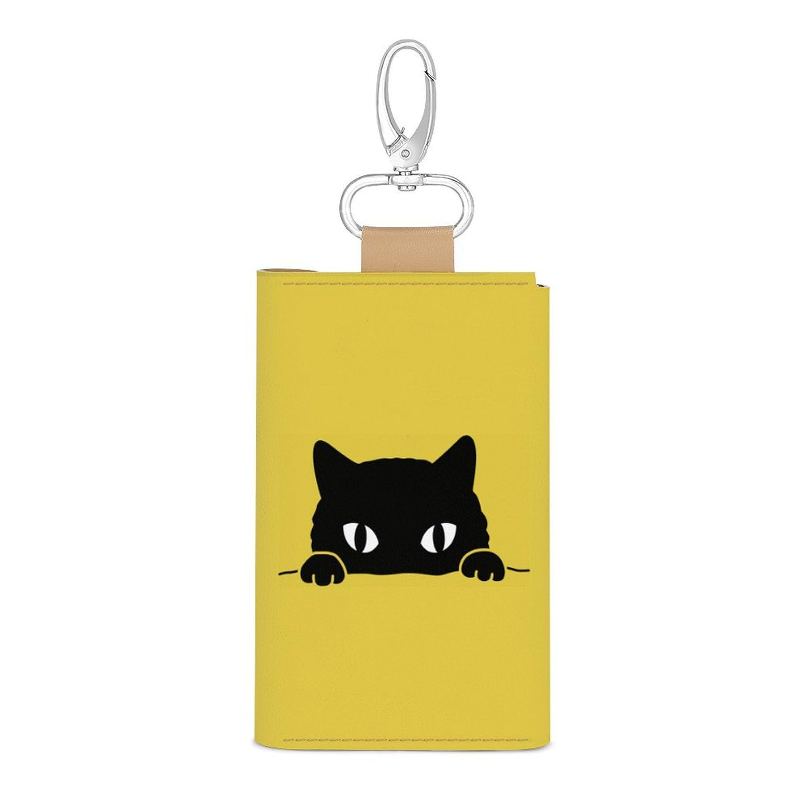 Amazon.co.jp: キーケース 黒猫 猫柄 ネコ かわいい イエロー 黄色