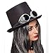 Produktbild NET TOYS Steampunk Zylinder Fantasy Gothic Hut schwarz Zylinderhut Retrolook Accessoire viktorianisch Kopfbedeckung Retrofuturismus Punk Mottoparty