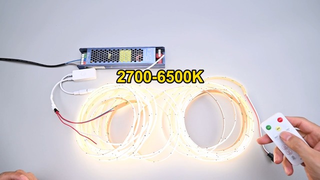 Image of GOMING 24V 32.8ft WS2811 IC CCT Tunable White COB LED Strip 2700-6500K Addressable Running Water Effects 576LED /M CRI 93+ IP20 Not Waterproof LED Tape Lights for Home Decor(No Adapter and Controller)
