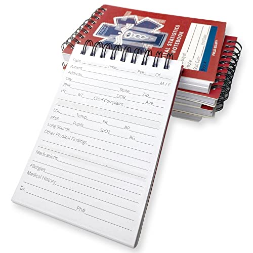 emt vital statistics notepad - 6 pack vitals notebook for first responder note pad medical paramedic gear and supplies perfect emsemt gifts
