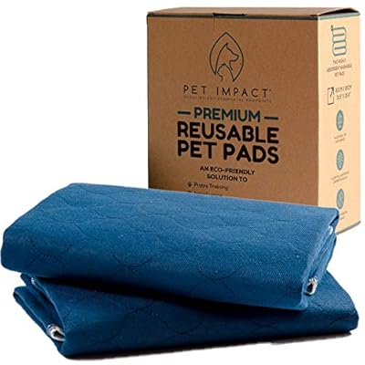 PET IMPACT Reusable Dog Pee Mats, XL Premium Washable Puppy Training Pads, Dog Incontinence Pads, 2-Pad Box EXTRA LARGE (Midnight Blue, 35"x32")