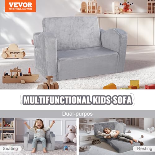 VEVOR-Kids-Couch-Toddler-Chairs-Comfy-2-in-1-Toddler-Couch-Sofa-Bed-Fold-Out-Convertible-Sofa-to-Lounger-Kids-Chair-Seat-Playroom-Furniture-for-Kids-Girls-Boys-Grey VEVOR Kids Couch Toddler Chairs Comfy 2 in 1 Toddler Couch Sofa Bed Fold Out Convertible Sofa to Lounger Kids Chair Seat Playroom Furniture for Kids Girls Boys Grey