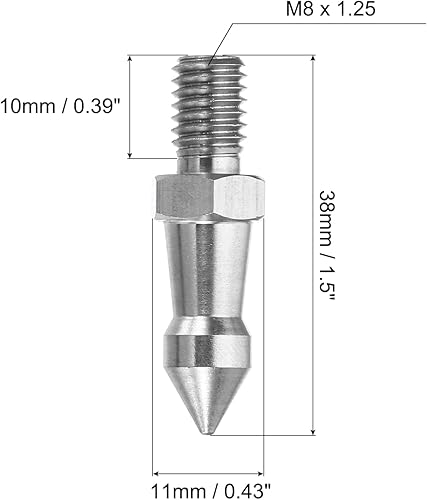 Miniatura 2 de PATIKIL M8 Thread Trípode Spike, paquete de 6 trípode para cámara, tornillo de espiga de acero inoxidable, adaptador de montaje para monopié estilo