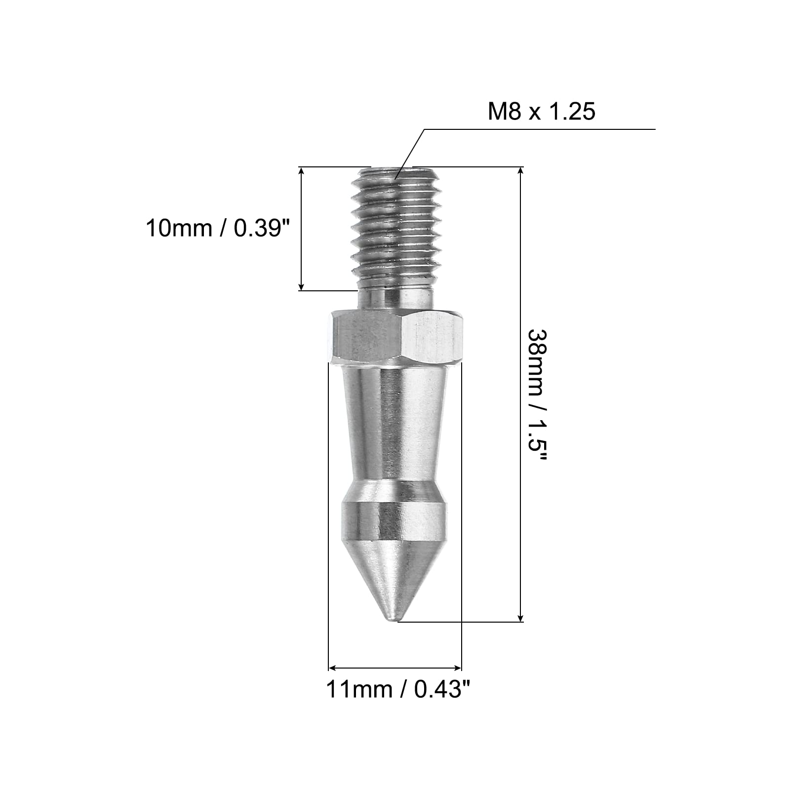 Universal Tripod Foot Spikes 3/8 Inch Thread Stainless Steel