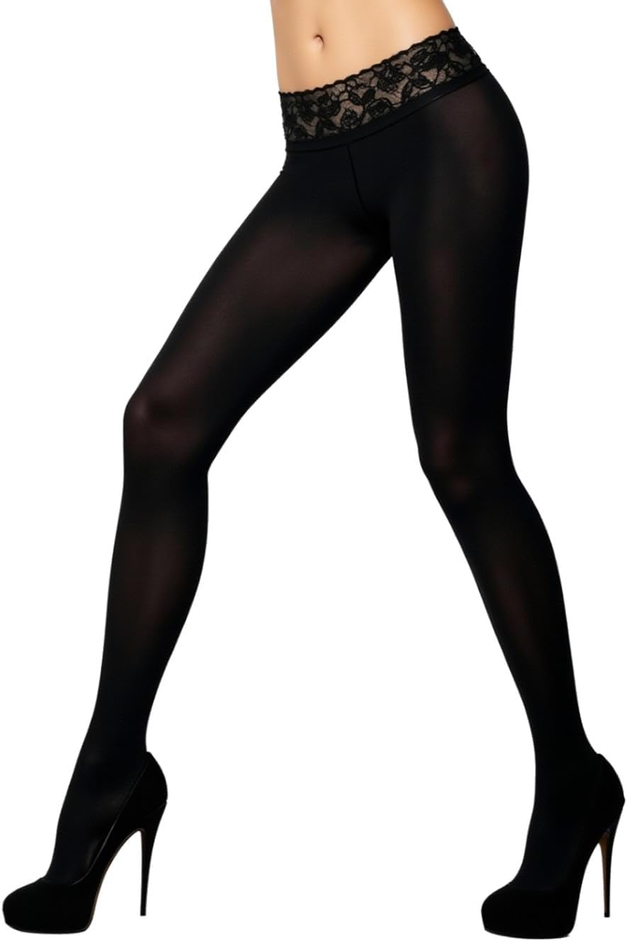 Mila Marutti Sheer Tights for Women - Pantyhose Stockings with Lace Top