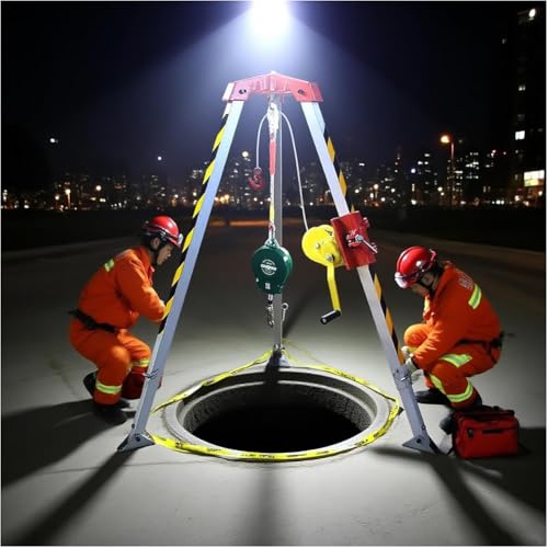 Confined Space Tripod Kit 1200 Lbs 1800 Lbs 2600 Lbs Winch Sewer Rescue Tripod with Safety Self-Locking Device